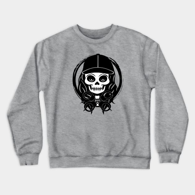 Security Skull and Crossed Handcuffs Black Logo Crewneck Sweatshirt by Nuletto